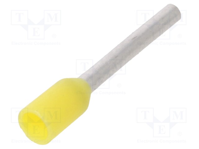 Wire Ferrule, Single Wire, 24 AWG, 0.25 mm², 8 mm, Yellow, 216 Series