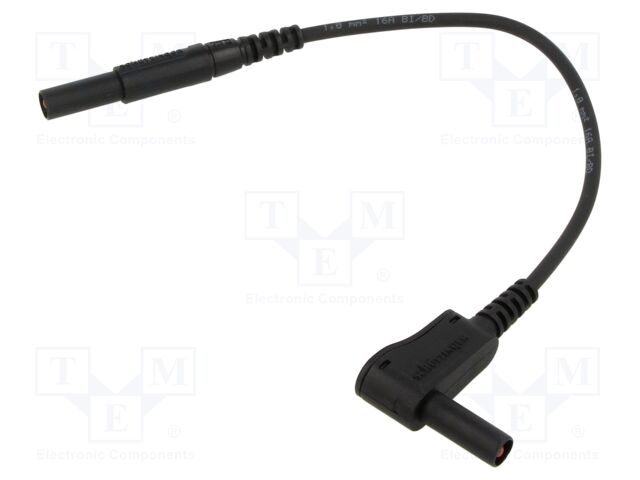 Test lead; 16A; shrouded; Len: 0.25m; black; Cond.cross sec: 1mm2