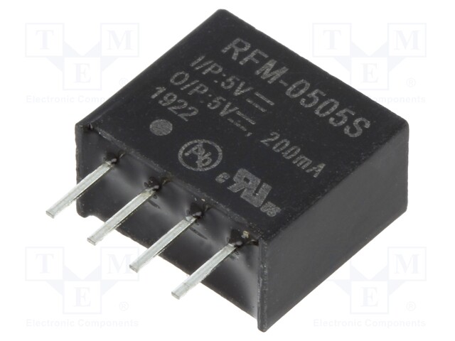 Converter: DC/DC; 1W; Uin: 4.5÷5.5V; Uout: 5VDC; Iout: 200mA; SIP4