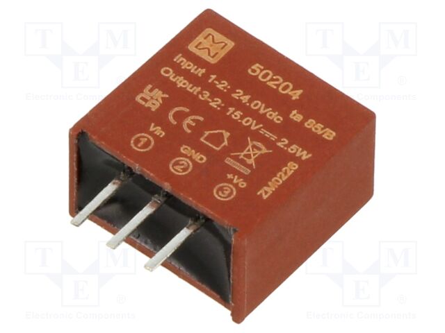 Converter: DC/DC; 2.5W; Uin: 20÷36VDC; Uout: 15VDC; Iout: 166mA; PCB