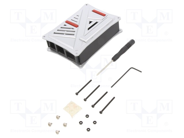 Enclosure: for computer; Raspberry Pi 4 B; ABS; silver; X: 70mm