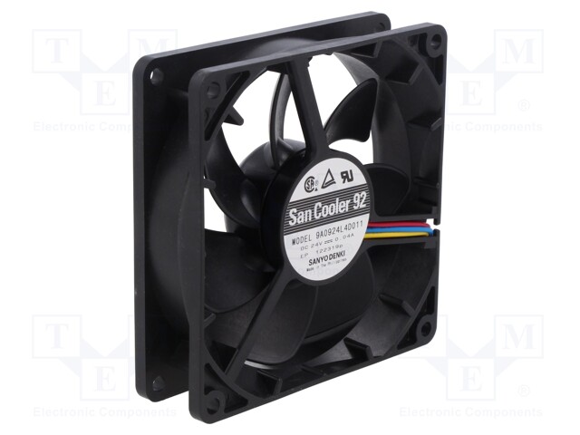 Fan: DC; axial; 24VDC; 92x92x25mm; 48m3/h; 23dBA; ball bearing