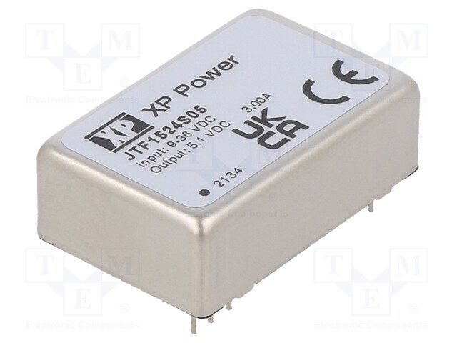 Isolated Board Mount DC/DC Converter, 4:1 Input, ITE, 1 Output, 15 W, 5.1 V, 3 A