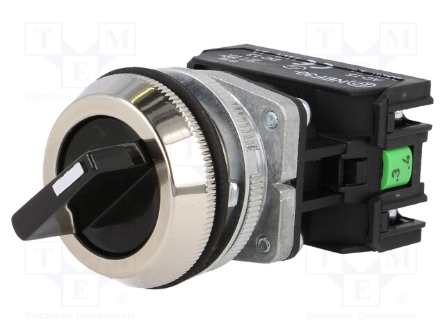 Switch: rotary; Stabl.pos: 2; NC + NO; 30mm; black; IP56; Pos: 2