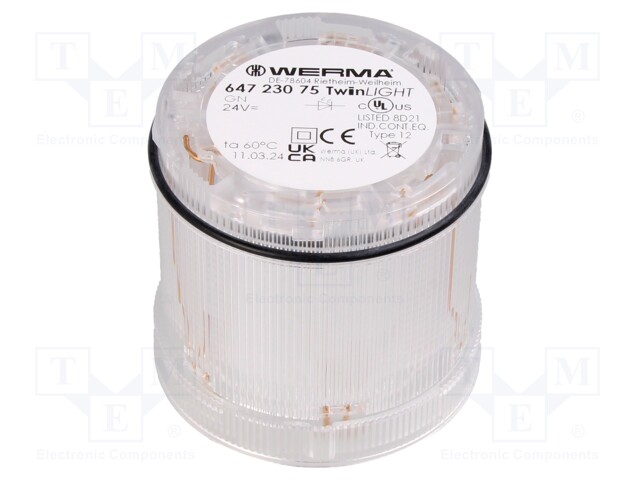 Signaller: lighting; LED; green; 24VDC; 24VAC; IP65; Ø70x65.5mm