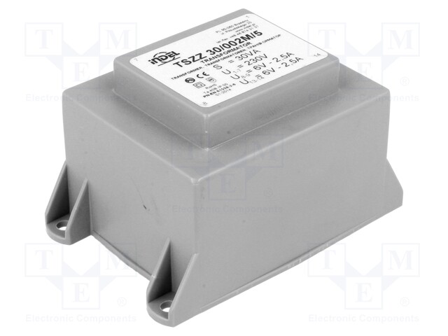 Transformer: encapsulated; 30VA; 230VAC; 6V; 6V; 2.5A; 2.5A; IP00