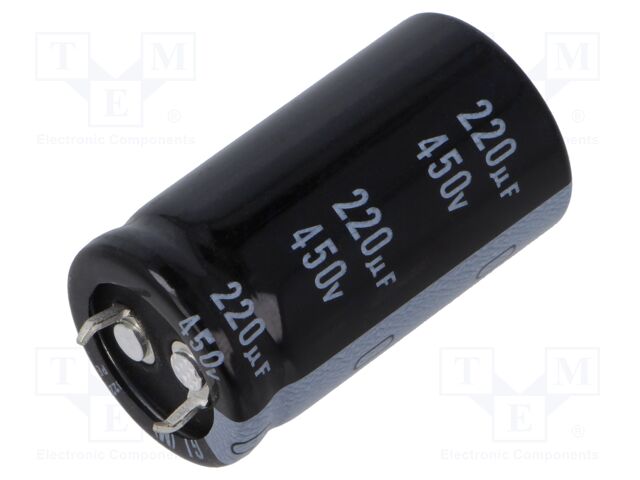 Capacitor: electrolytic; SNAP-IN; 220uF; 450VDC; Ø22x40mm; ±20%
