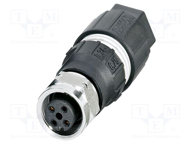 Connector: M12; plug; PIN: 4; 250V; straight; IP65; IDC; A code; 4A