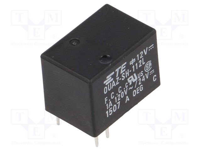 Relay: electromagnetic; SPDT; Ucoil: 12VDC; 1A/120VAC; 1A/24VDC; 1A