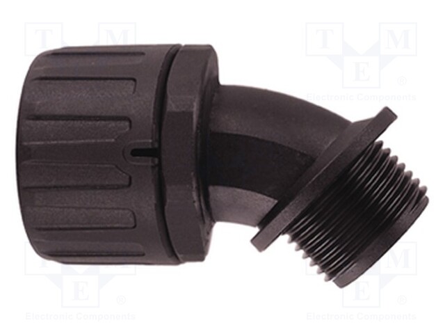 45° angled connector; ØBraid : 16mm; polyamide; HelaGuard; IP66