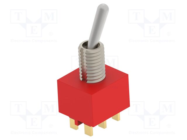 Switch: toggle; Pos: 2; DPDT; ON-ON; 0.02A/20VAC; 0.02A/20VDC