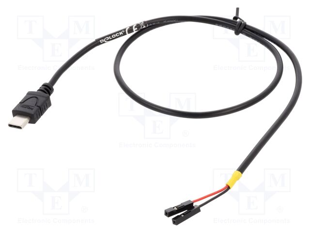 Cable; USB C plug,1pin pin header x2; 0.5m; black; 22AWG