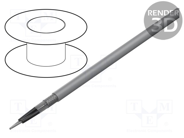 Wire; F-CY-OZ; 2x1,5mm2; tinned copper braid; PVC; grey; 300/500V