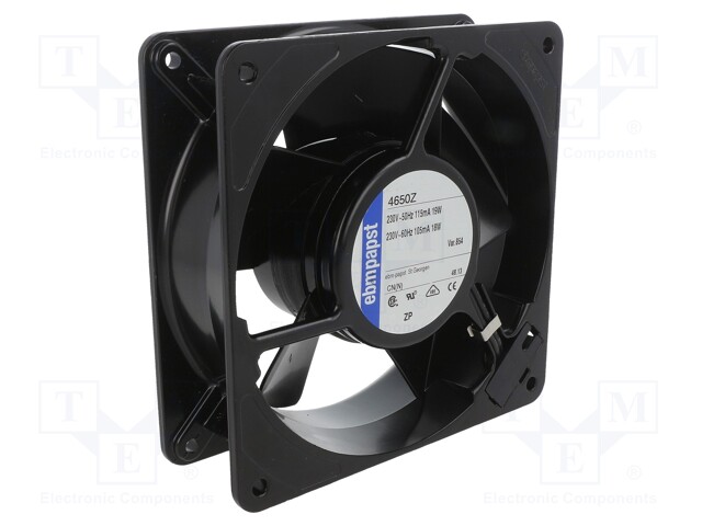 Fan: AC; axial; 230VAC; 119x119x38mm; 157.8m3/h; 40dBA; 2650rpm