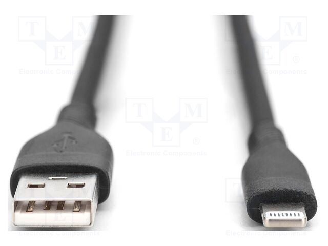 Cable; USB 2.0; Apple Lightning plug,USB A plug; nickel plated