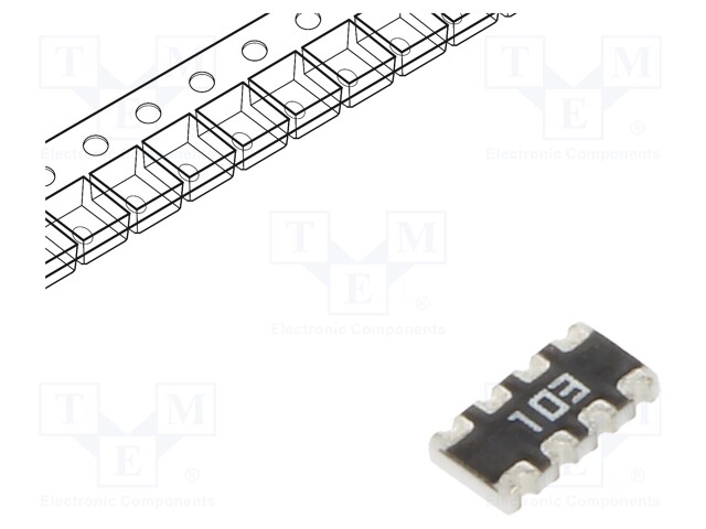 Fixed Network Resistor, 10 kohm, TC164 Series, 4 Elements, Isolated, 1206 [3216 Metric], 8 Pins