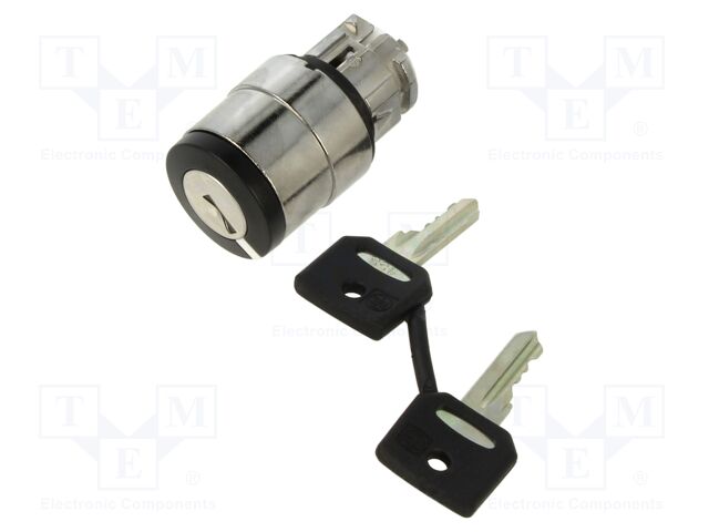 Switch: rotary with key; Stabl.pos: 2; 22mm; black; Illumin: none