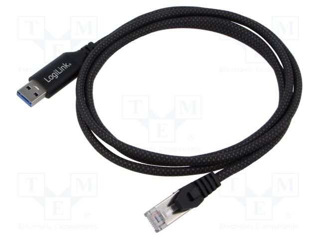 Cable; USB 3.0; RJ45 plug,USB A plug; nickel plated; 1.5m; black