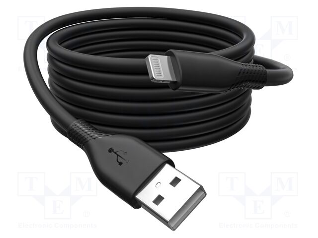 Cable; USB 2.0; Apple Lightning plug,USB A plug; nickel plated