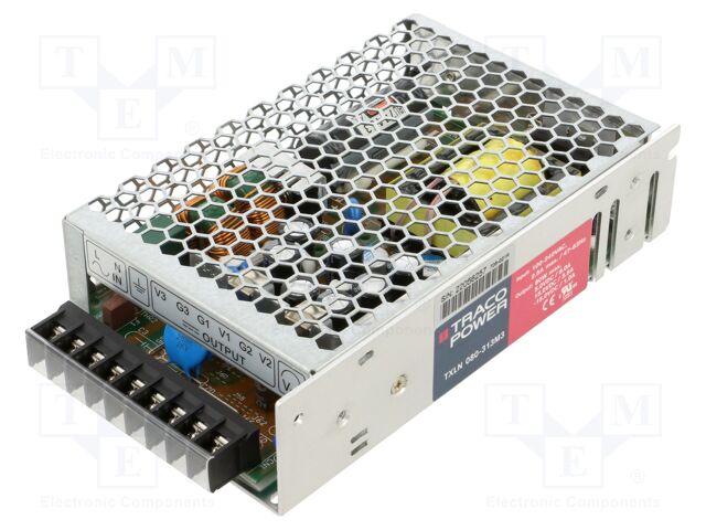 Power supply: switched-mode; modular; 80W; 5VDC; 8A; OUT: 3; 80%