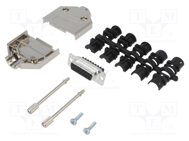 D-Sub; PIN: 15; female; shielded,metalized; straight; for cable