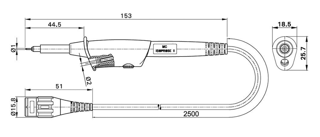 Probe: for oscilloscope; 0÷150MHz; 10: 1; 1.3ns; 10÷30pF; red; 2.5m