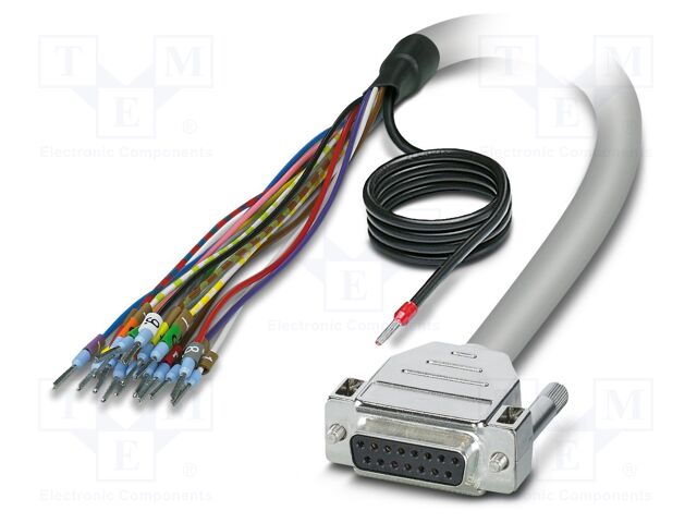 Cable; D-Sub 15pin socket,wires; PVC; Len: 1.5m; grey; Core: Cu
