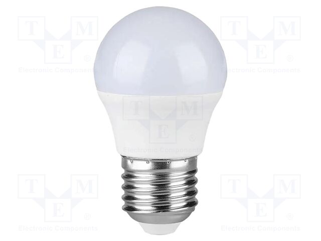 LED lamp; white cold; E27; 220÷240VAC; 320lm; P: 3.7W; 180°; 6500K