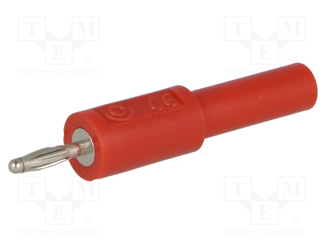 Adapter; 2mm banana; 36A; 30VAC; 60VDC; red; nickel plated