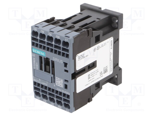 Contactor: 4-pole; NC x2 + NO x2; 230VAC; 10A; DIN,on panel; 3RH20