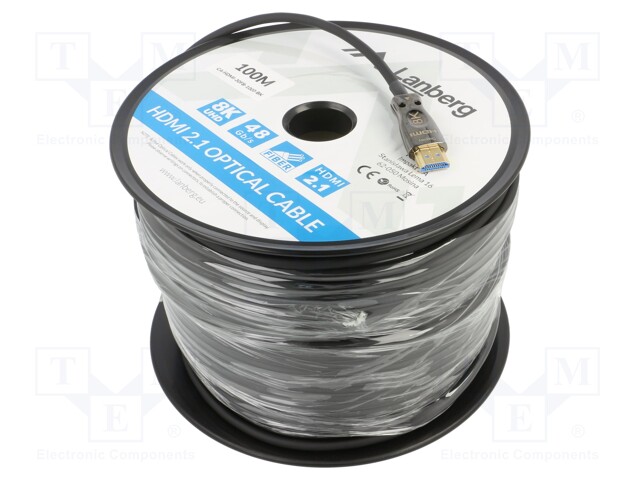 Cable; HDMI 2.1; HDMI plug,both sides; PVC; Len: 100m; black