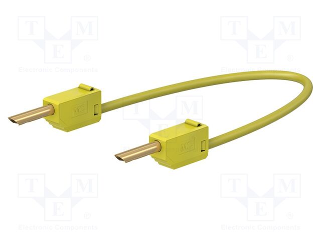 Test lead; 60VDC; 30VAC; 10A; non-insulated; Len: 0.3m; yellow