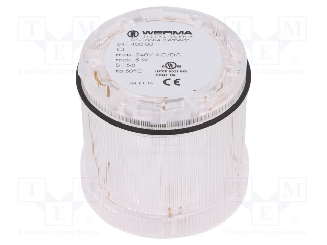 Signaller: lighting; continuous light; Colour: white; bulb BA15D