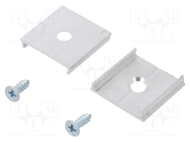 Holder T; natural; aluminium; Kit: 2 holders,2 screws
