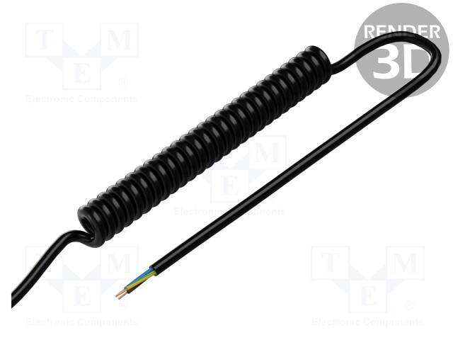 Wire: coiled; H07BQ-F; 3G2.5mm2; unshielded; PUR; black; 450V,750V
