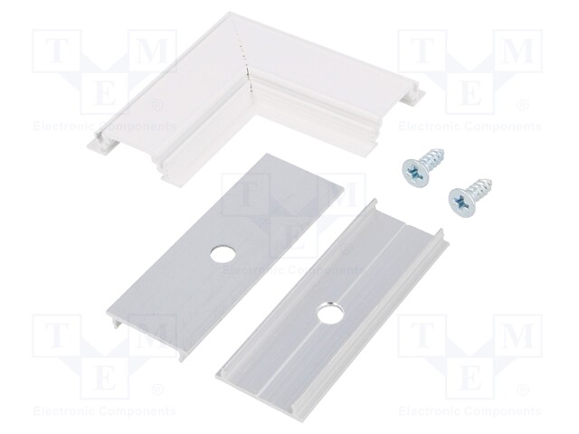 Connector 90°; white; aluminium; Application: GROOVE10