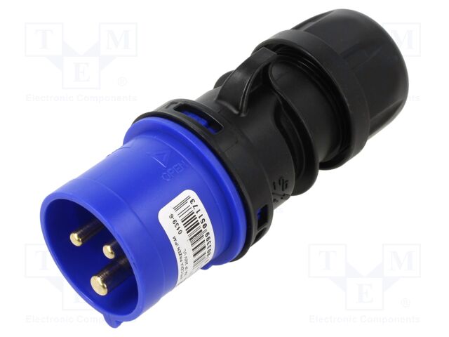 Connector: AC supply 3-phase; plug; male; 16A; 250VAC; IEC 60309