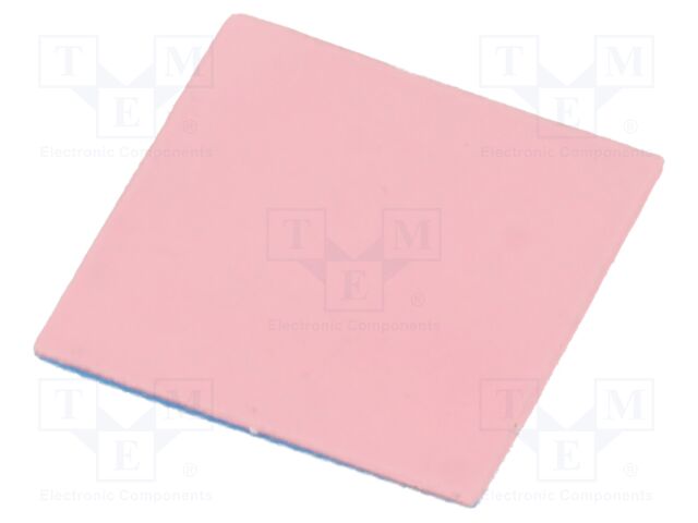 Tape: heat transfer; W: 30mm; L: 30mm; Thk: 1mm; 6W/mK; pink; 8kV; 1s.