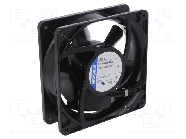 Fan: AC; axial; 115VAC; 119x119x38mm; 180m3/h; 50dBA; slide bearing
