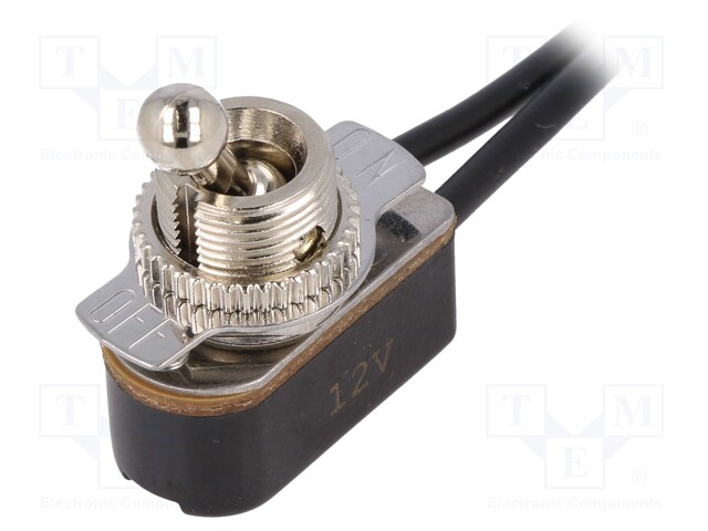 Switch: toggle; Pos: 2; SPST; OFF-ON; 3A/250VAC; 6A/12VDC; 50mΩ; 1kV