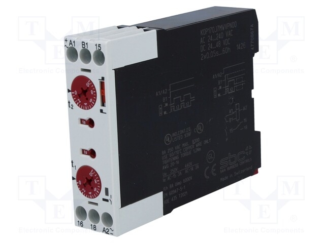 Timer; 0,05s÷60h; SPDT; 250VAC/3A; 24÷240VAC; 24÷48VDC; DIN; PIN: 6