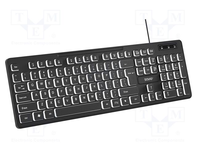 Keyboard; black; USB A; wired,slim,US layout; PnP,with LED; 1.4m