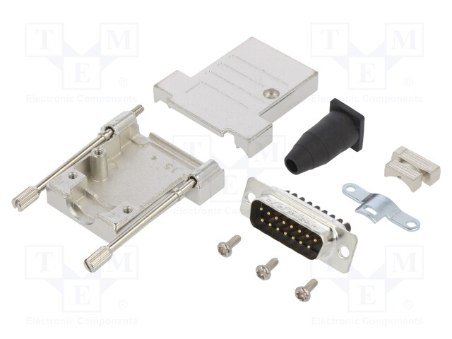 D-Sub; PIN: 15; male; shielded,with strain relief; straight
