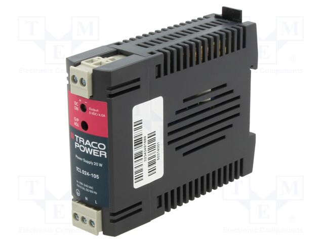 Power supply: switched-mode; for DIN rail; 20W; 5VDC; 4A; IP20