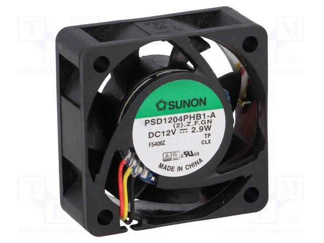 Fan: DC; axial; 12VDC; 40x40x15mm; 23.78m3/h; 44.2dBA; ball bearing