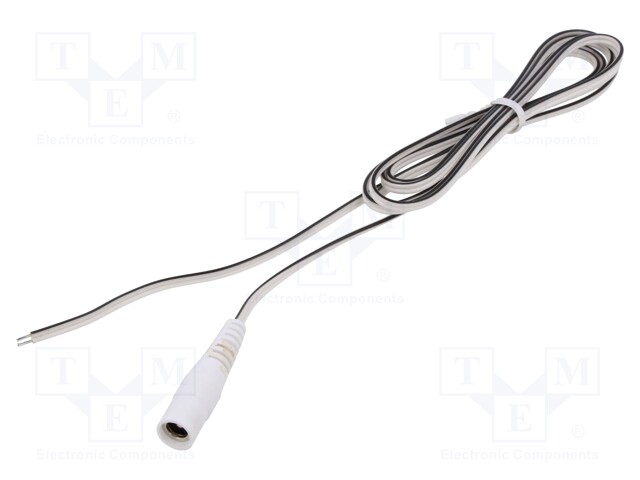 Cable; wires,DC 5,5/2,5 socket; straight; 0.35mm2; white; 1.5m