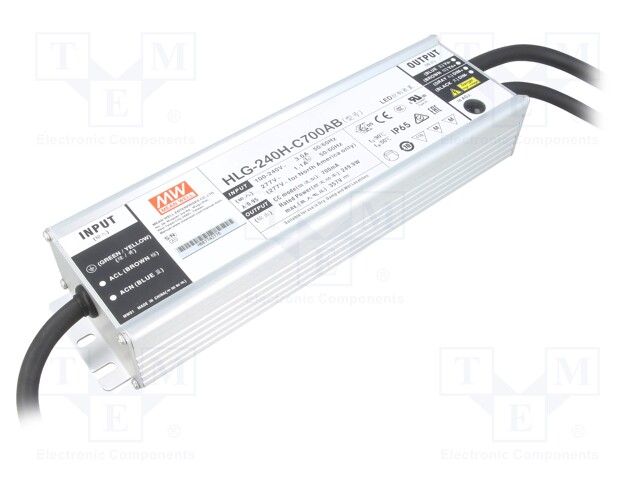 Power supply: switched-mode; LED; 249.9W; 178÷357VDC; 350÷700mA