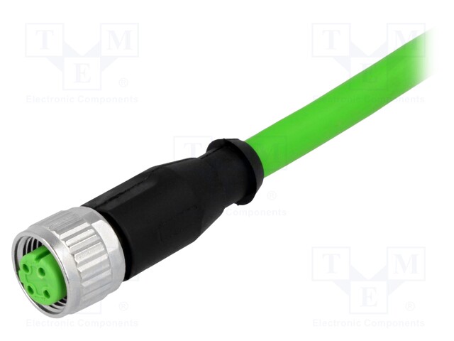 Plug; M12; PIN: 4; female; D code-Ethernet; 1.5m; Insulation: PVC