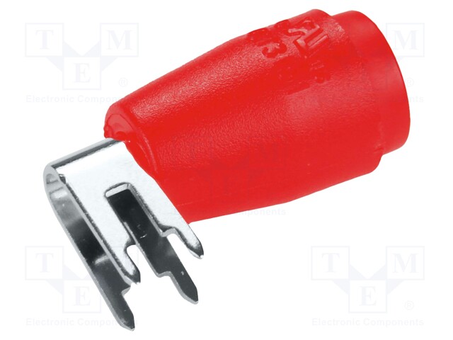 Connector: 4mm banana; socket; red; 25A; 27.7mm; PCB; 5mΩ; 1kV