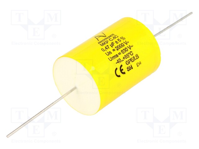 Capacitor: polyester; 0.47uF; Leads: axial; ESR: 4.8mΩ; THT; ±5%